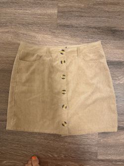 Ambiance Tan Corduroy Button-Front Mini Skirt