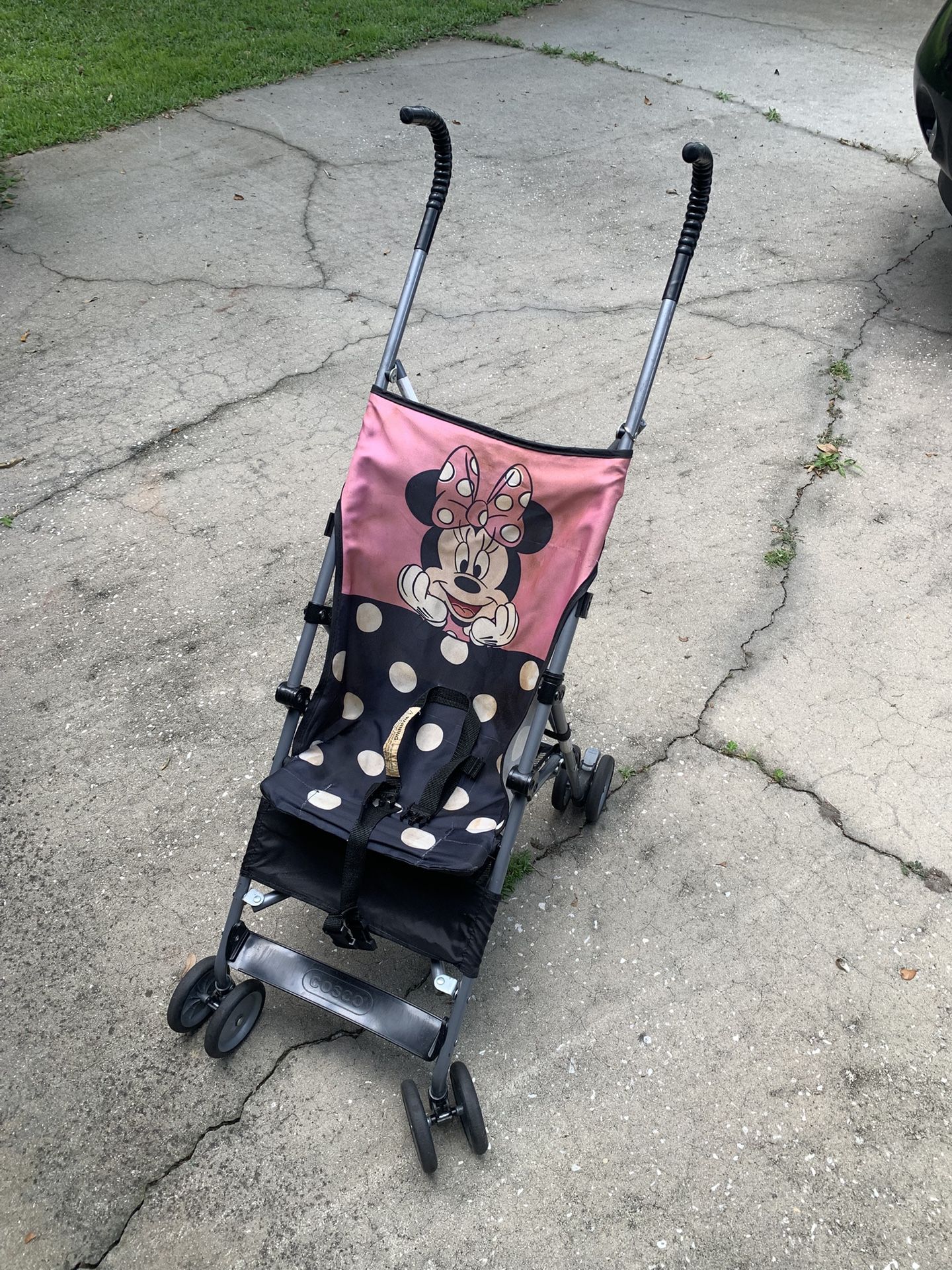 Cosco Walt Disney Minnie Mouse Girls Pink Umbrella Stroller Comfort Height W Under Basket Storage Foldable 