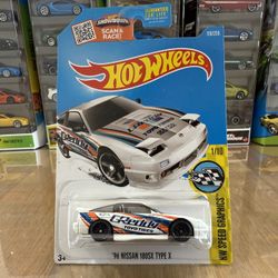 🇯🇵 HOT WHEELS 2015 - White 1996 ‘96 Nissan 180SX Type X - GReddy Drift Race Car - HW Speed Graphics 1/10 - 176/250 🇯🇵