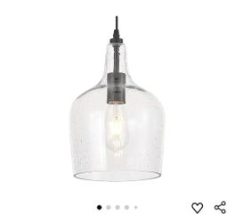 1339: New Seeded Glass Pendant Light Modern Black 1 Light Single Dome Pendent Lighting Fixtures for Kitchen Island Dining Room Hallway, Dia 9 Inch, E2