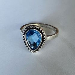 LADIES NEW SIZE 5.5 BLUE TOURMALINE PEAR TEARDROP FASHION RING