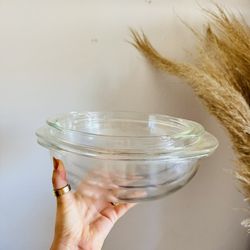 3 VINTAGE PYREX Clear Glass Casserole Mixing Bowl Baking Dish Cookware USA