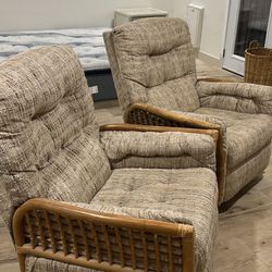 Two Rattan Reclining Chairs 