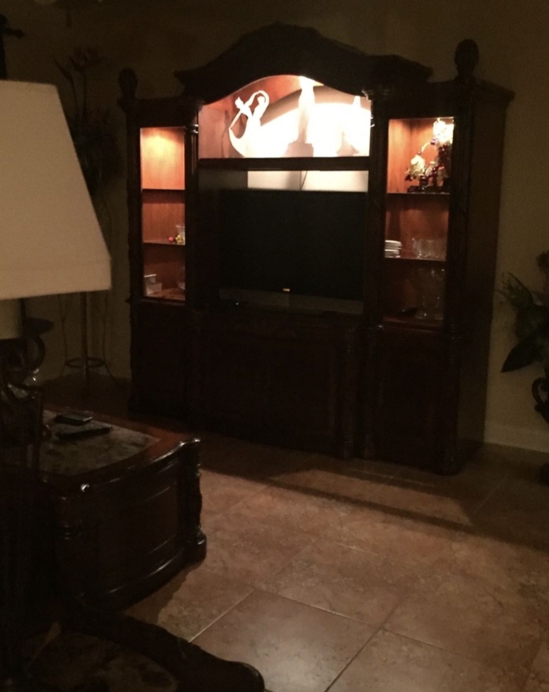 Entertainment Center That Breaks Down I To 3 Tables An Two Book Cases 1 Coffee Table 2 End Tables All With Marble Tops Solid Wood
