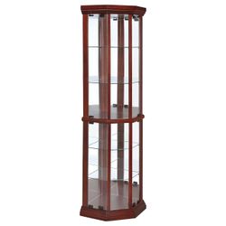 Cherry Wood Corner Curio Cabinet with Glass Shelves