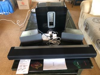 Sonos 5.1 Surround Sound System-Playbar, Sub-Woofer, and 2-Play3 Speakers