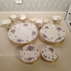 Hammersley Victorian Violets, Engles Countryside Tea Set Bone China, 38 Pieces

