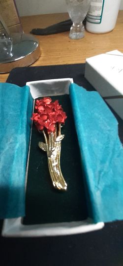 Gold plated and enamel broach