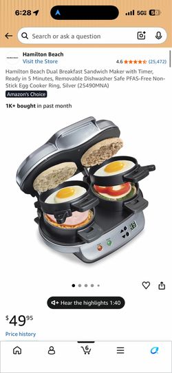Hamilton Beach Dual Breakfast Sandwich Maker