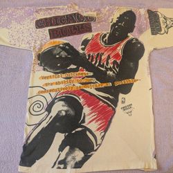 Rare Vintage Michael Jordan AOP Magic Johnson Tee