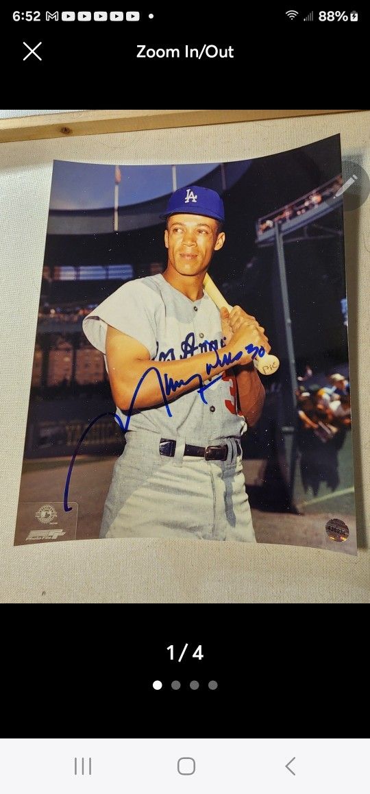 Maury Wills Autographed Picture 8x10 w/ COA list from the...