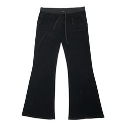 Juicy Couture Pants Medium M Women Black Boot Flare Velour Jogger Sweatpants Y2K