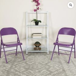 Flash Furniture HERCULES COLORBURST Series Impulsive Purple Triple Braced & Double Hinged Metal Folding Chair