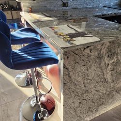 Blue Velvet Bar Stools 2