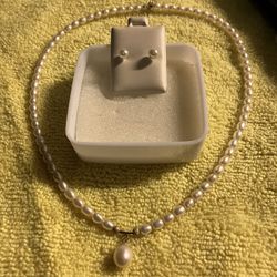 Pearl Necklace And Earrings
