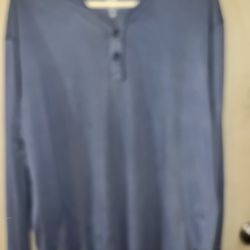 #341 Gap Unisex Pullover Long Sleeve Shirt Size XL Blue 1/4 Button Front