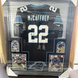 Christian McCaffrey Carolina Panthers Signed Framed Jersey Fanatics COA