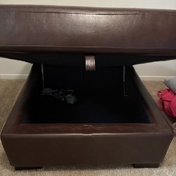 Brown Leather Ottoman