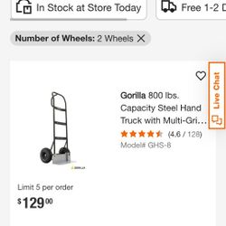 Handtruck/Dolly Gorilla 800lbs. 