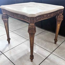 Antique Bronze & Marble End Table 24”x24”x22”H