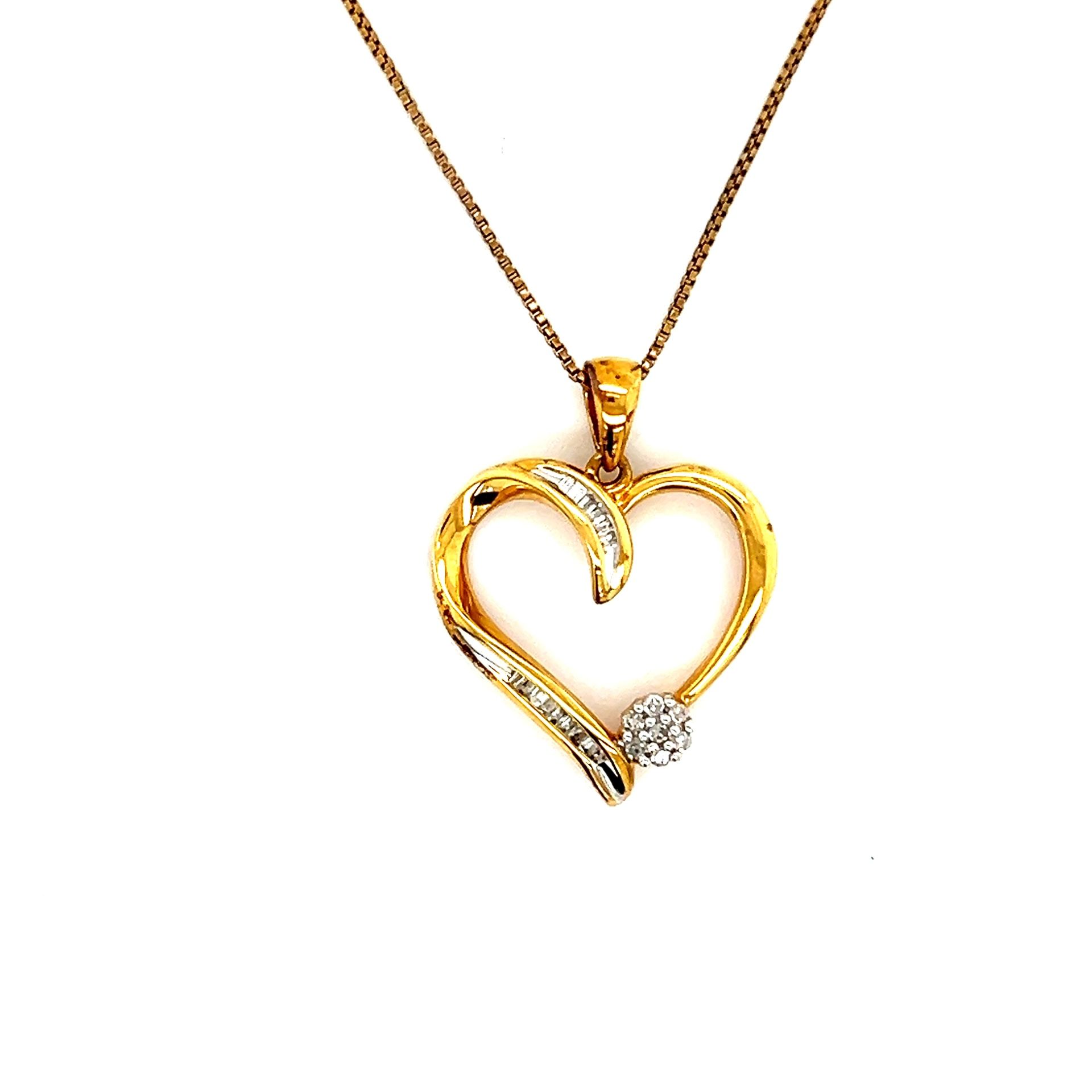 925 Gold Vermeil Diamond Heart Necklace