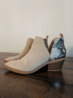 Express Snake Print Ankle Booties - Size 8