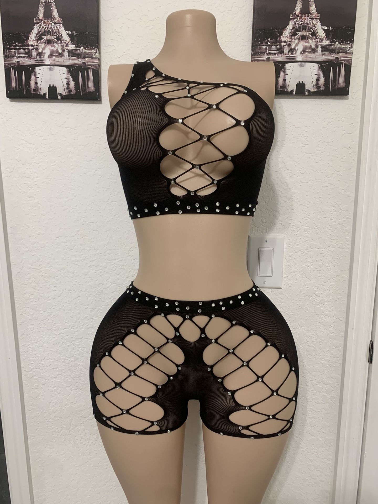 Exotic Dancer Fishnet Stripper Dancewear Outfits