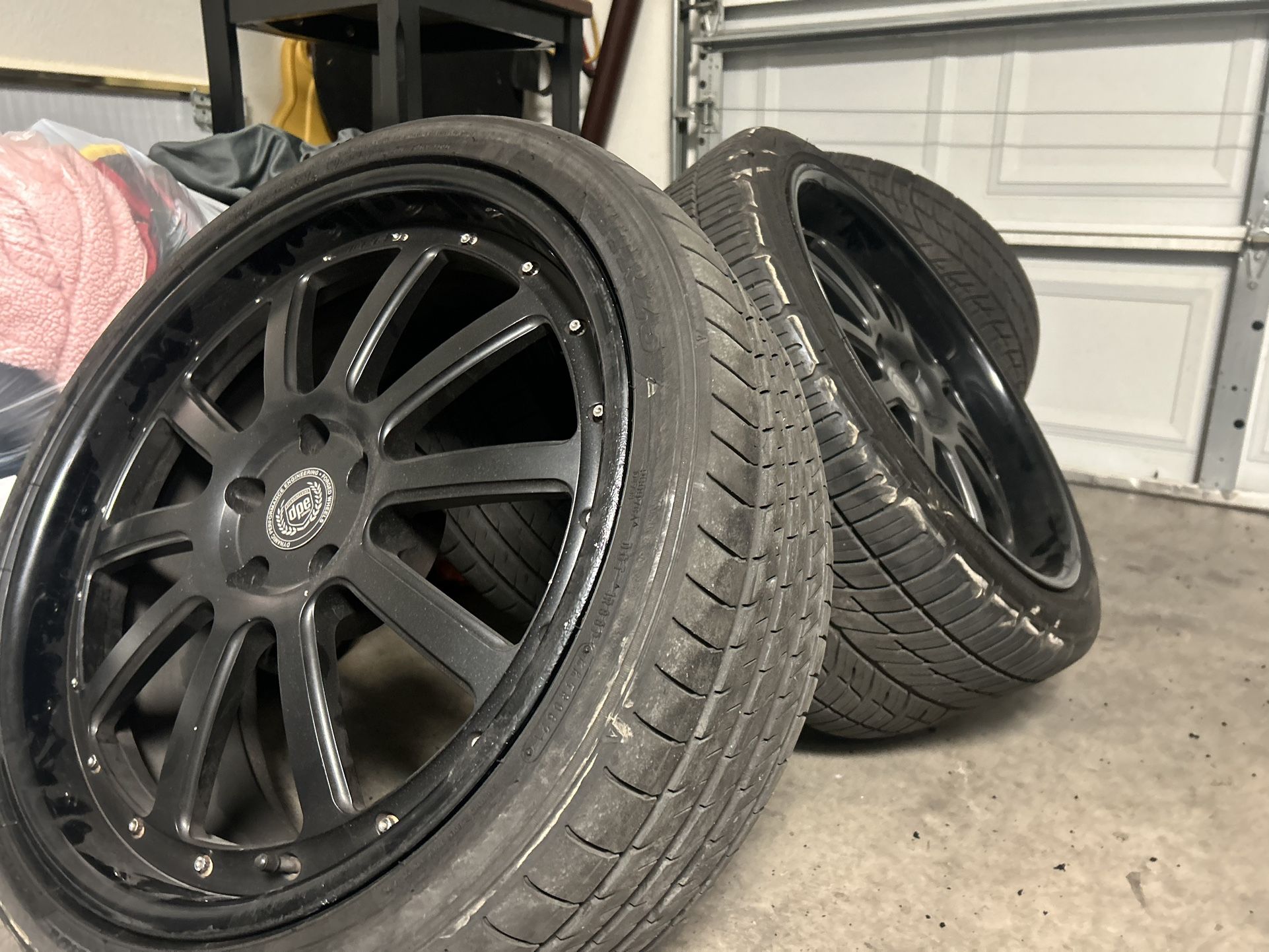 20 Inch 3 Piece DPE Wheels satin Face Gloss Black Lip 5x112 Mercedes