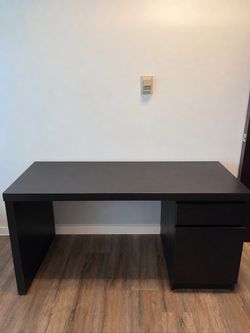 IKEA Malm Brown Wooden Desk with Cabinet