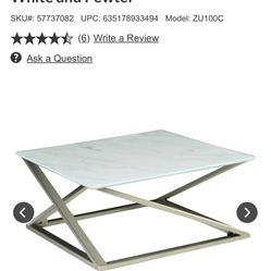 Steve Silver Zurich Cocktail  & End Table in White and Pewter