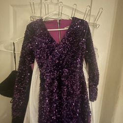 Formal Long Sequined Prom Party Dress Purple S or XS
