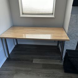 Wood Desk + Custom Glass
