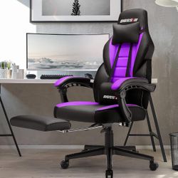 New purple recline gaming chair with footrest and massage