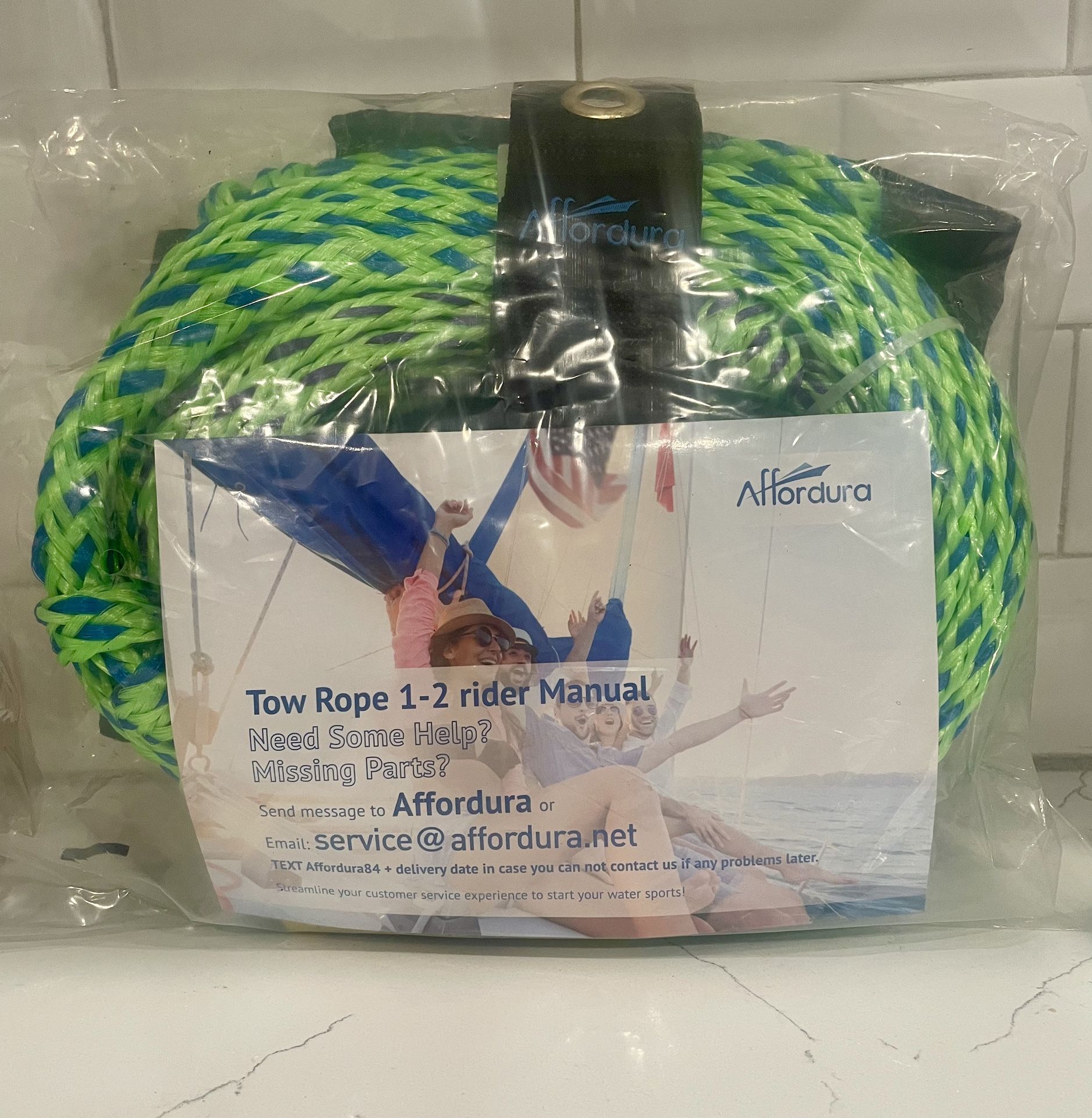 tow rope for boat, 1-2 rider green