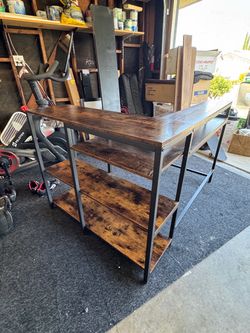 Industrial Rustic L Desk with Shelves