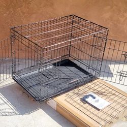New In Box Med'lrg Dog Crate 2 Doors With Tray Foldable Portable Dog Cat Cage Animal Kennel