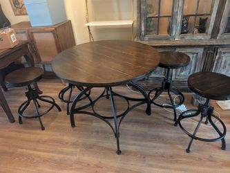 5pc Tormo Adjustable Round Counter Height Dining Set Brown