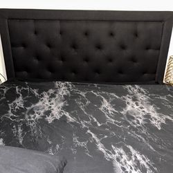 Black Quilted Headboard With Bed Frame