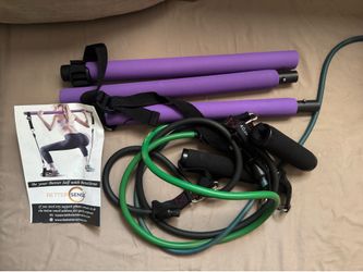 Pilates/ exercise bar with resistance bands and instructions