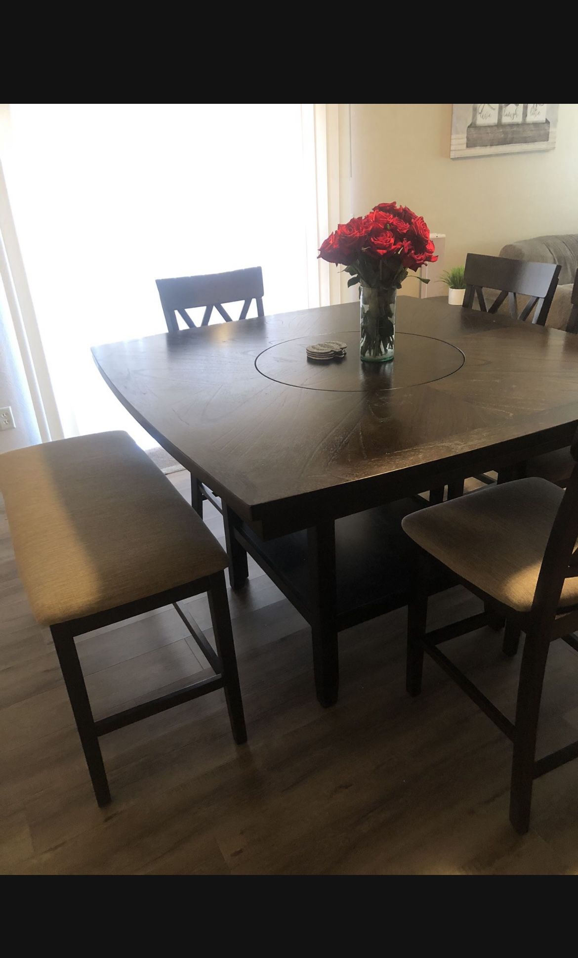 Dining Room/Kitchen Table With Lazy Susan -Chairs Included 