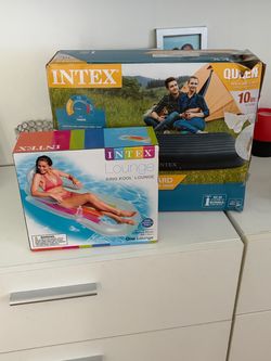 Intex Camping & Pool Bundle – Queen Air Mattress + Lounge