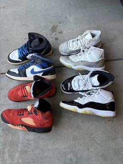 4 pairs of Jordans - 1s, 5s, and 11s