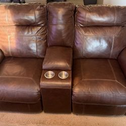 Leather Power Recline Sofa, Love Seat, & Recliner Set 