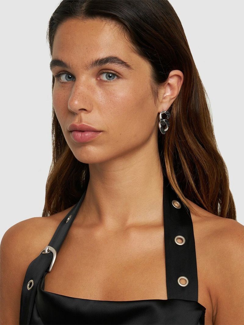 MARC JACOBS Silver Monogram Chain Link Earrings In 029 Light Silver