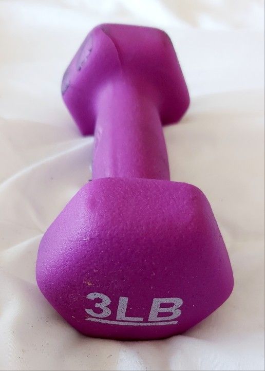 3 pound Hand Weight,  Purple Neoprene Coated (USED)