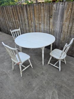 Wood table and 3 chairs