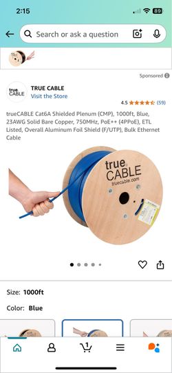 CAT6 Augmented Shielded Plenum 750mhz 1000 FT