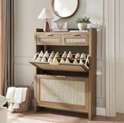 Rustic Oak Shoe Storage Cabinet (Unassembled)