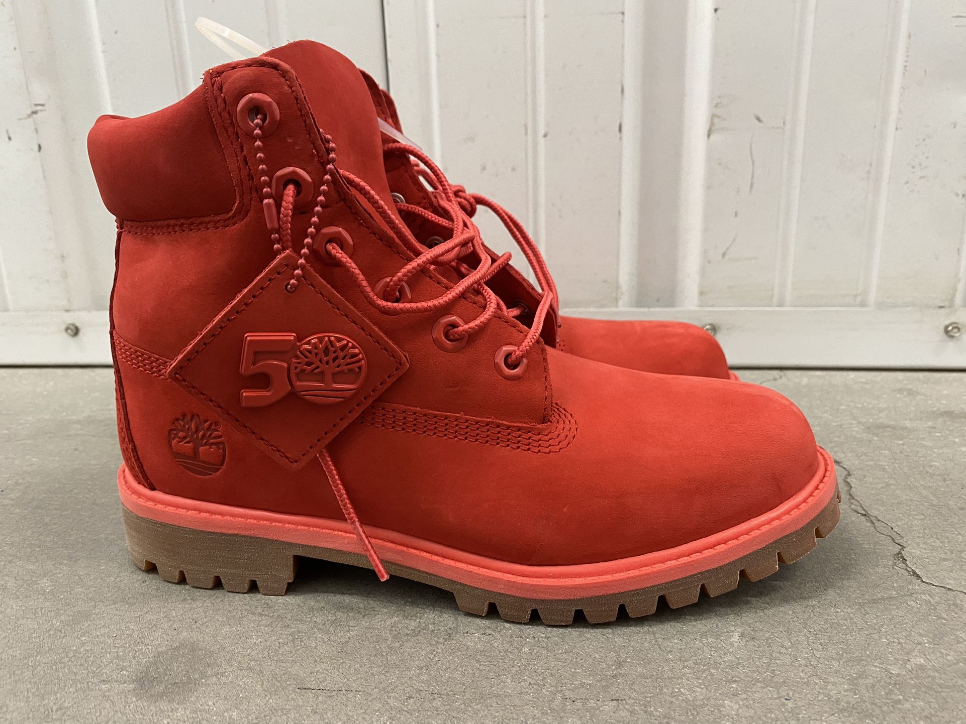 Timberland 50th Anniversary Edition Premium 6" Red Waterproof Boot GS Size 5