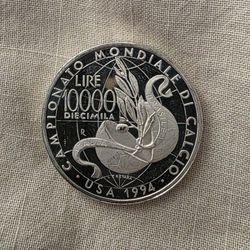 Italian 10,000 lire silver coin